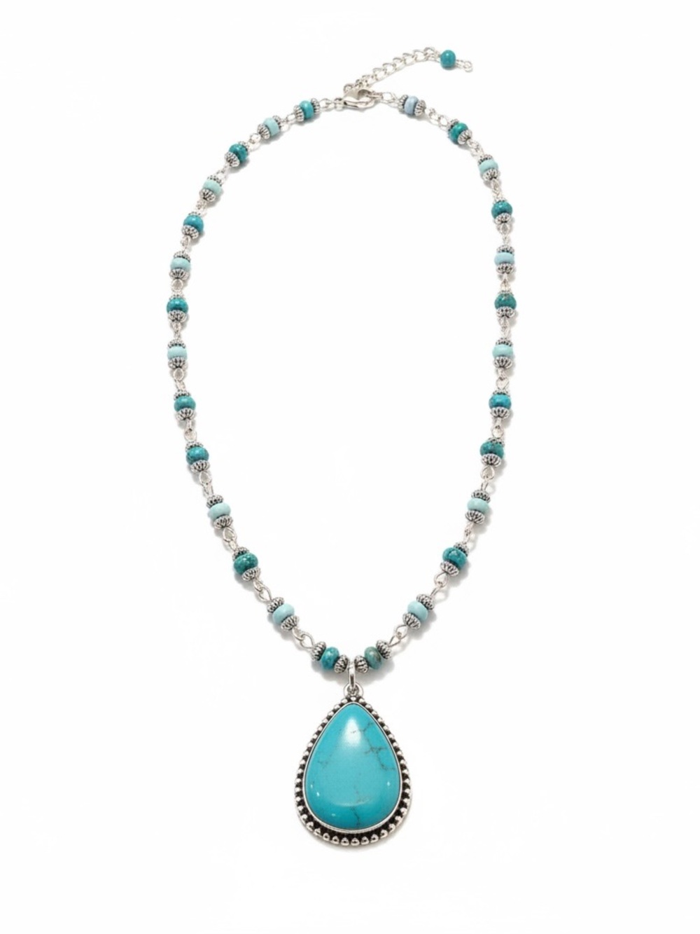 🎉Turquoise Teardrop Pendant Beaded Necklace - Women Jewelry🎉